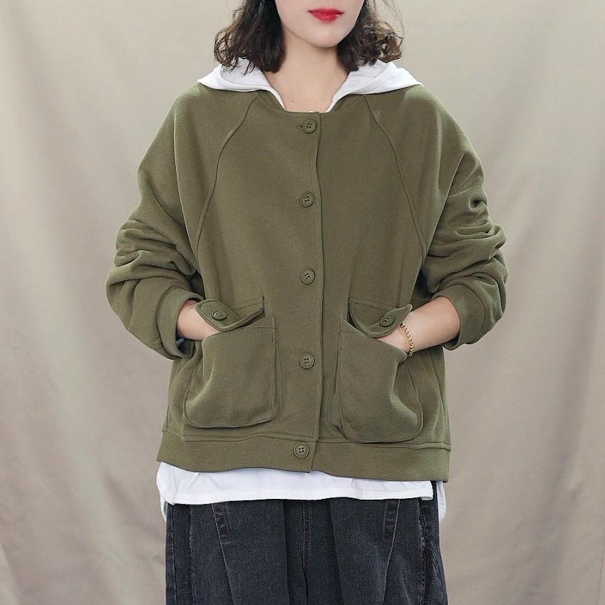 

DIMANAF Новая женская куртка 2025 Короткое пальто Однотонное Пуговицы Длинный рукав Осень Базовые топы Футболка Новый пуловер One Size