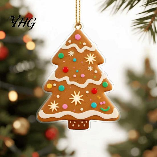 Christmas Tree Hanging Trinkets Gingerbread Pendant, Double-sided Acrylic Ornament for Decorative Party Favors Holiday Home Decor And Car Rearview