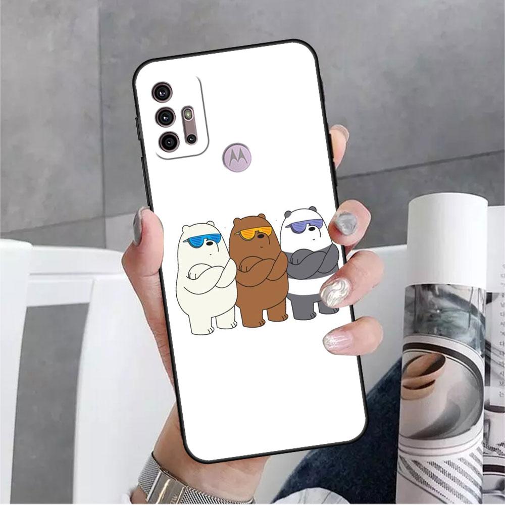 Roztomilé pouzdro We Bare Bears pro Motorola G30 G60 Edge 20 G9 G22 G8 Power G31 G500 G50 30 Pro Black Capas pro měkký telefon
