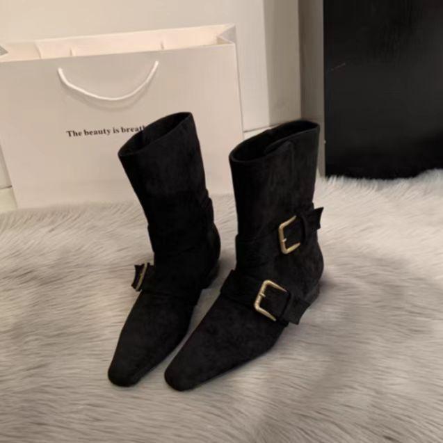 [Fanfuna] 2025 Autumn New French Retro Western Boots Early Autumn Foreign Style Fried Street Wide Mouth Small Short Boots Women