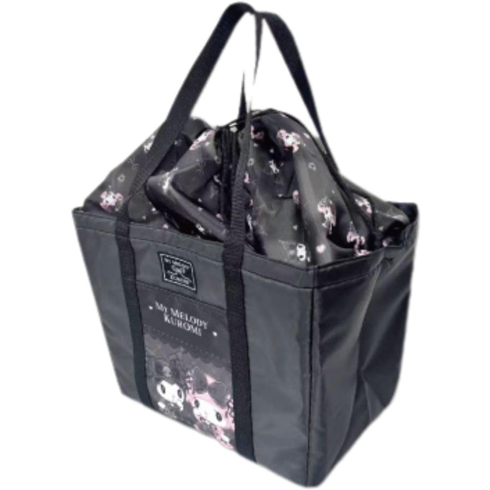 Hatayama Shoji Sanrio Shopping Dark My Melody x W33 x Product 33203262 Bag, Girly, & Kuromi, Black, Approx. H29.5 D21.5cm, Number
