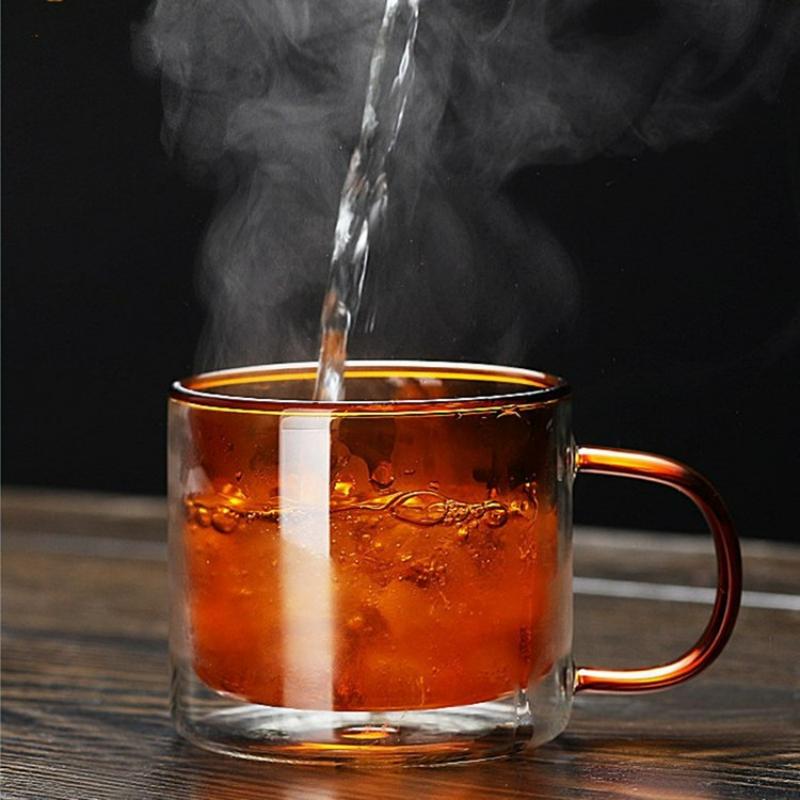 270ml Double Layer Transparent Glass Cup Creative Heat-Resistant Glasses Juice Milk Coffee Mug with Handle Home Drinkware New
