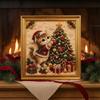 Faux Pearl Painting Kit for Adults Christmas Cat Art with Frame, Kitty DIY Embroidery Kit, 3D Bead Wall Craft Adults, Handmade Home Holiday