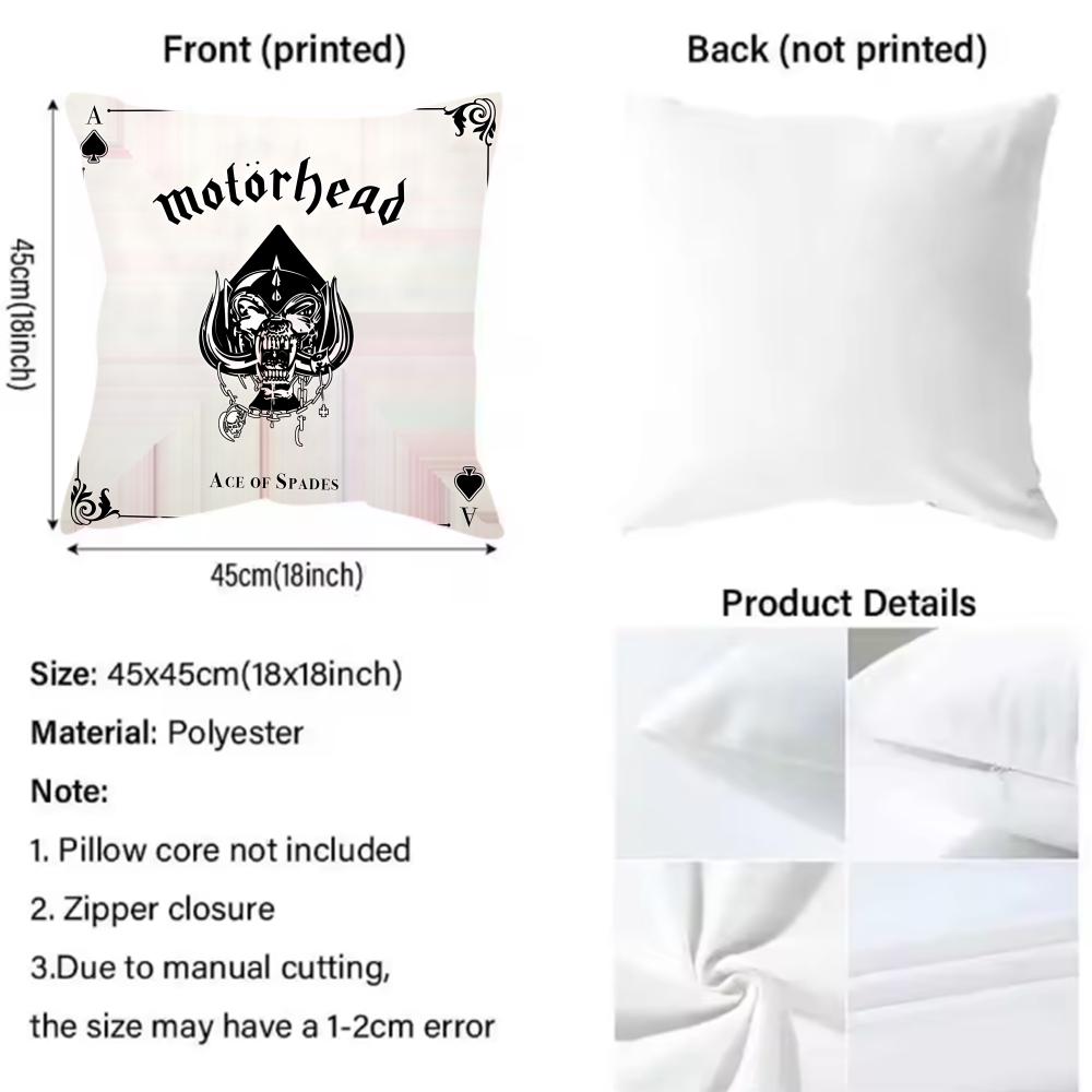Rock Band M-MotorHEadS Lemmy Cushion Cover Pattern Printed Pillowcase for Living Room Sofa Cushion Cover & Bedroom Decor