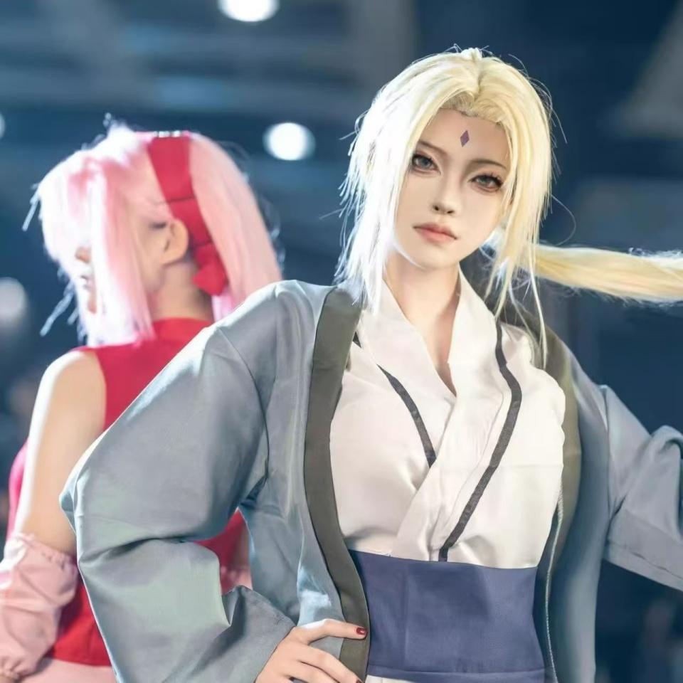 Naruto Shippuden Tsunade Cosplay Uniform, Female Fifth Hokage Konoha Ninja Role Play Costume for Anime Party