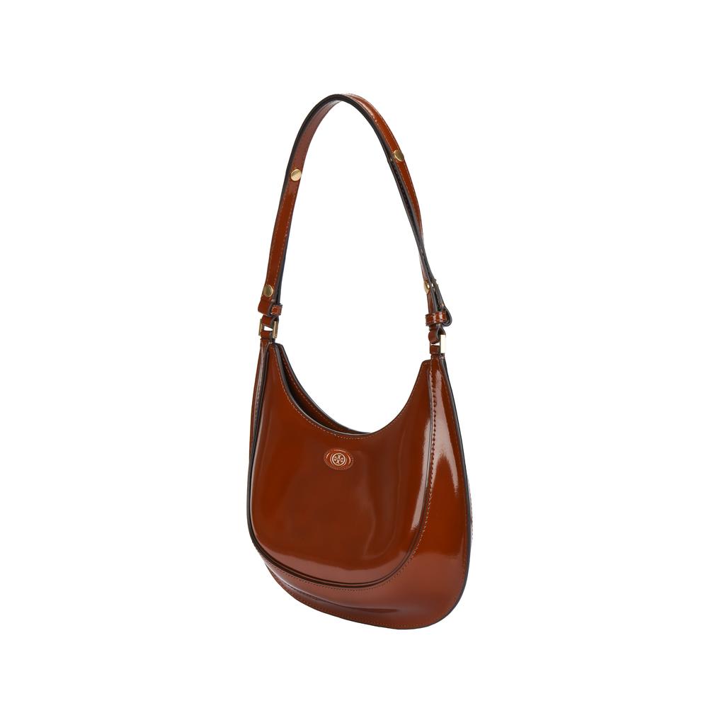 Tory Burch Robinson Magnetic Closure Leather Underarm Bag Crescent Tote Shoulder Bag Women Bags Brown 154729-223