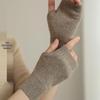 Women's Cashmere Fingerless Gloves - Lightweight, Warm, Half-Finger Style for Autumn/Winter, Ideal for Writing or Driving.