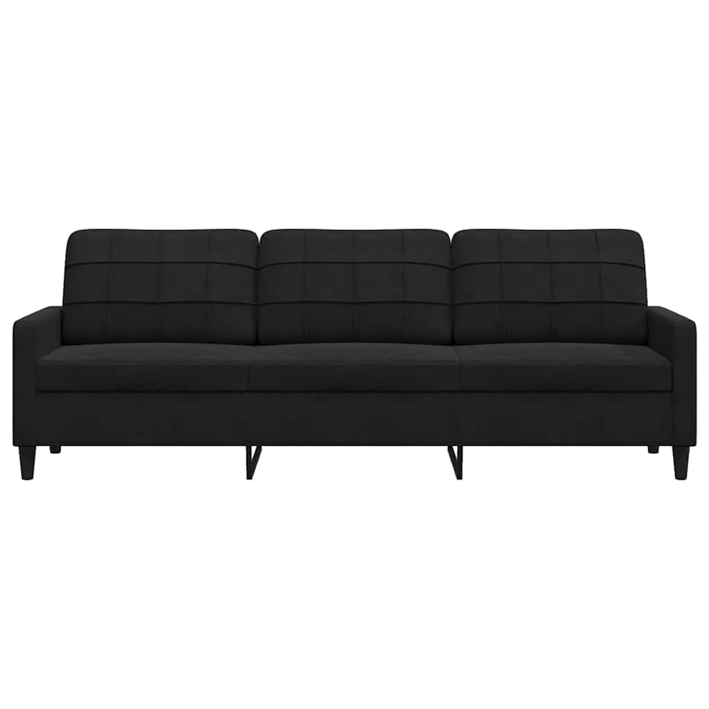 Vidaxl 3-Seater Sofa, Black, 210 Cm, Upholstered In Velvet