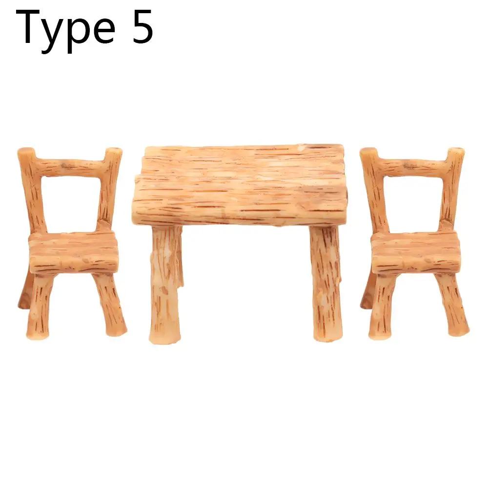 1Pair Miniature Park Seat Miniature Bench Chair Figurine DollHouse Furniture Accessories Bonsai Home Decor Fairy Garden Ornament