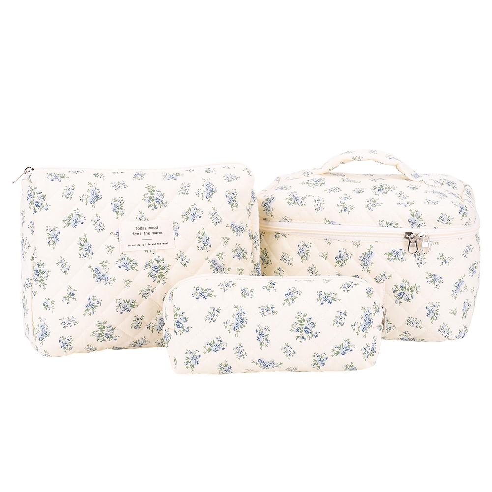 3Pcs Quilted Makeup Bag Cosmetic Organizer Bag Large Capacity Aesthetic Cosmetic Bag Cosmetic Clutch Bag Outdoor Travel Bag