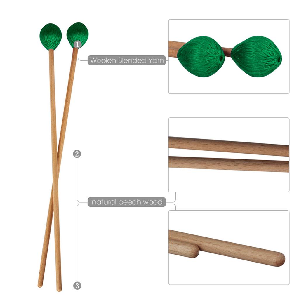 Middle Marimba Stick Mallets Xylophone Glockensplel Mallet with Beech Handle Percussion Kit Musical Instrument
