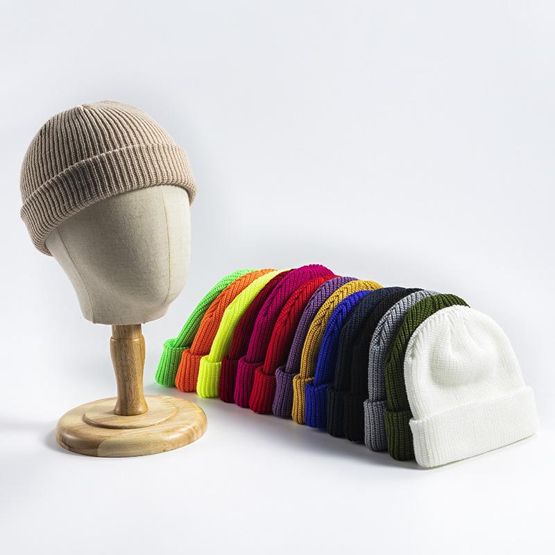 New Knitted Hat White Wine Black Navy Red Warm Short Women Mens Girls Thick Cap Woolen Beanie Hat