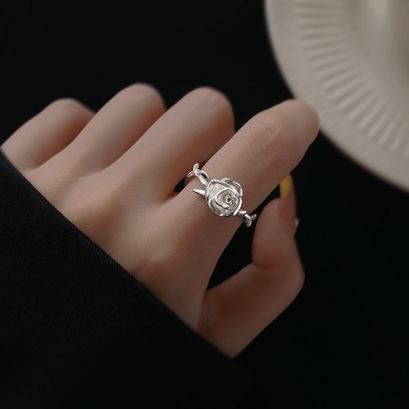Red Rose Cinnabar Camellia Diamond Ring: Unique Birthday Gift for Girlfriend