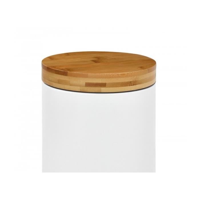 Poubelle de Salle de Bain en Métal Blanc Couvercle Bambou - 3L 0,000000