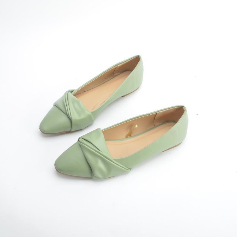 

Wear French women s single shoes new, spring and autumn square head flat heel single shoes with versatile work ladyshoes 39 зелений