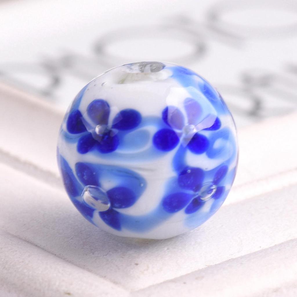 2 buc 20mm Margele Rotunde Mari Handmade Floare Lampwork Sticlă Margele Libere pentru Accesorii de Fabricare Bijuterii DIY Artizanat Descoperiri