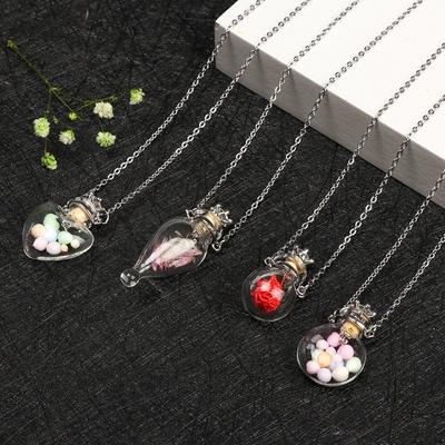 Ätherisches Öl Diffusor Parfümflasche Anhänger Halskette Schmuck Klare Tränenform Phiole Ätherisches Öl Anhänger Halskette