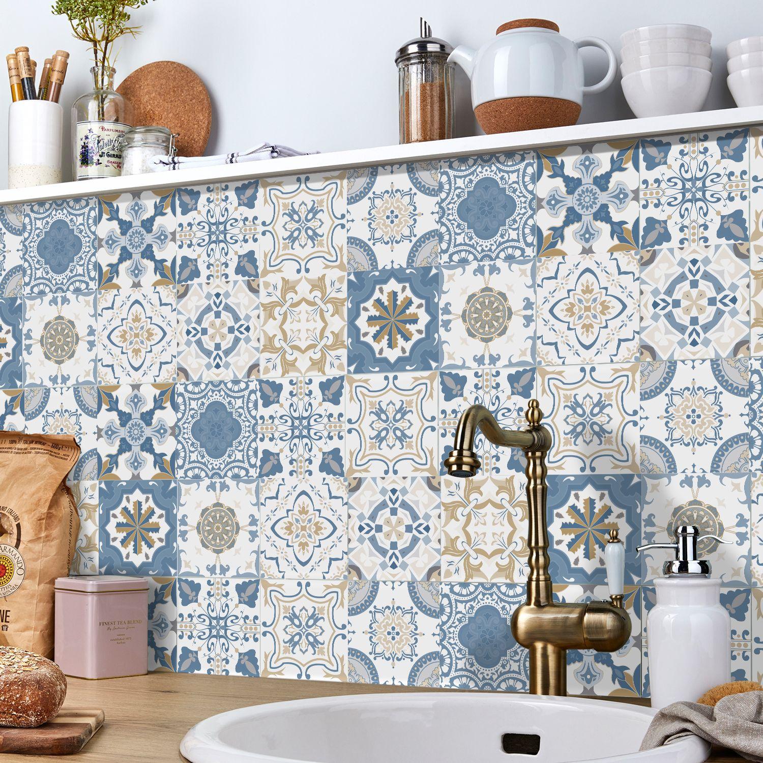 Stile Europeo Arte Piastrelle Adesivo Piastrella Cucina Soggiorno Impermeabile E Resistente All'Olio Adesivo Murale Decorativo Autoadesivo