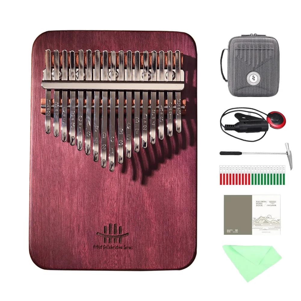 Hluru 21 key Purple Heart Board Kalimba Professional 17 key Thumb Piano Finger Piano Mbira Beginner Kit with Case2028