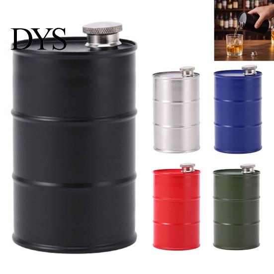 Industrial Barrel Shape Decanter Oil Drum Wine Pot, Durable Stainless Steel Leak-proof Bottle with Removable Spout Cruet, 350ml Capacity, Refillable