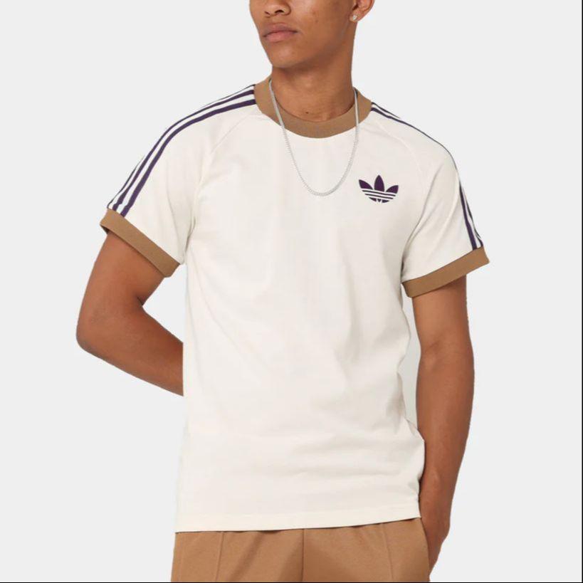 Adidas Originals Cali Tee With Striped Ribbed Crew Neck Men Tops Off-White IB3422