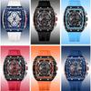 Curren 8442 Luxury Bussiness Chronograph Men's Tonneau Watches Silicone Band Casual Wristwatch Big Dial Quartz Clock