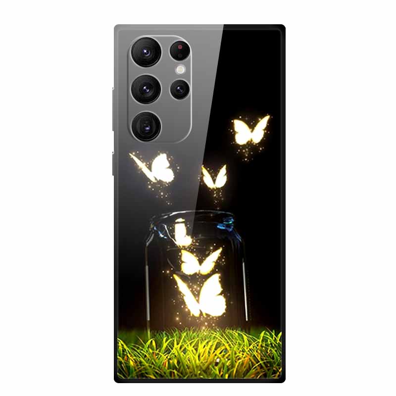 Gehärtetes Glas Case Für Samsung Galaxy S25 Ultra Case S 25 Ultra Hartes Rückseiten Cover Weicher Stoßfänger Für Samsung S23 S22 S24 Ultra Case