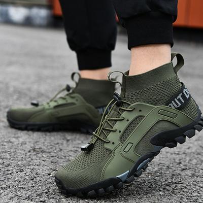 Outdoor Men's Hiking Wading Shoes Mesh Breathable Non-slip High-top Hiking Shoes High-quality Casual Sneakers Tenis De Hombre