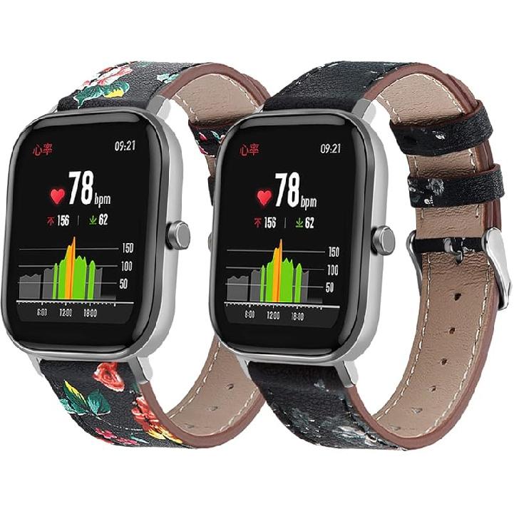 FitTurn Leather WatchBand Compatible with Amazfit Bip 6/Bip 5/Pace/Cheetah/Stratos 2 3/GTR 4/GTR 3/GTR 3 Pro/GTR 2/GTR 2e/GTR 47mm Smart Watch for