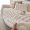 1pc Imitation Rabbit Fur Sofa Cover, Thickened Winter Plush Sofa Towel,Anti Dirt and Pet Scratch Sofa Slide Cover, Furniture Protection Cover