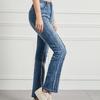 GMXIA Damen Jeans Slim High-Waist Hohe Elastische Hose Große Größe Damenhose Roher Rand Spleiß