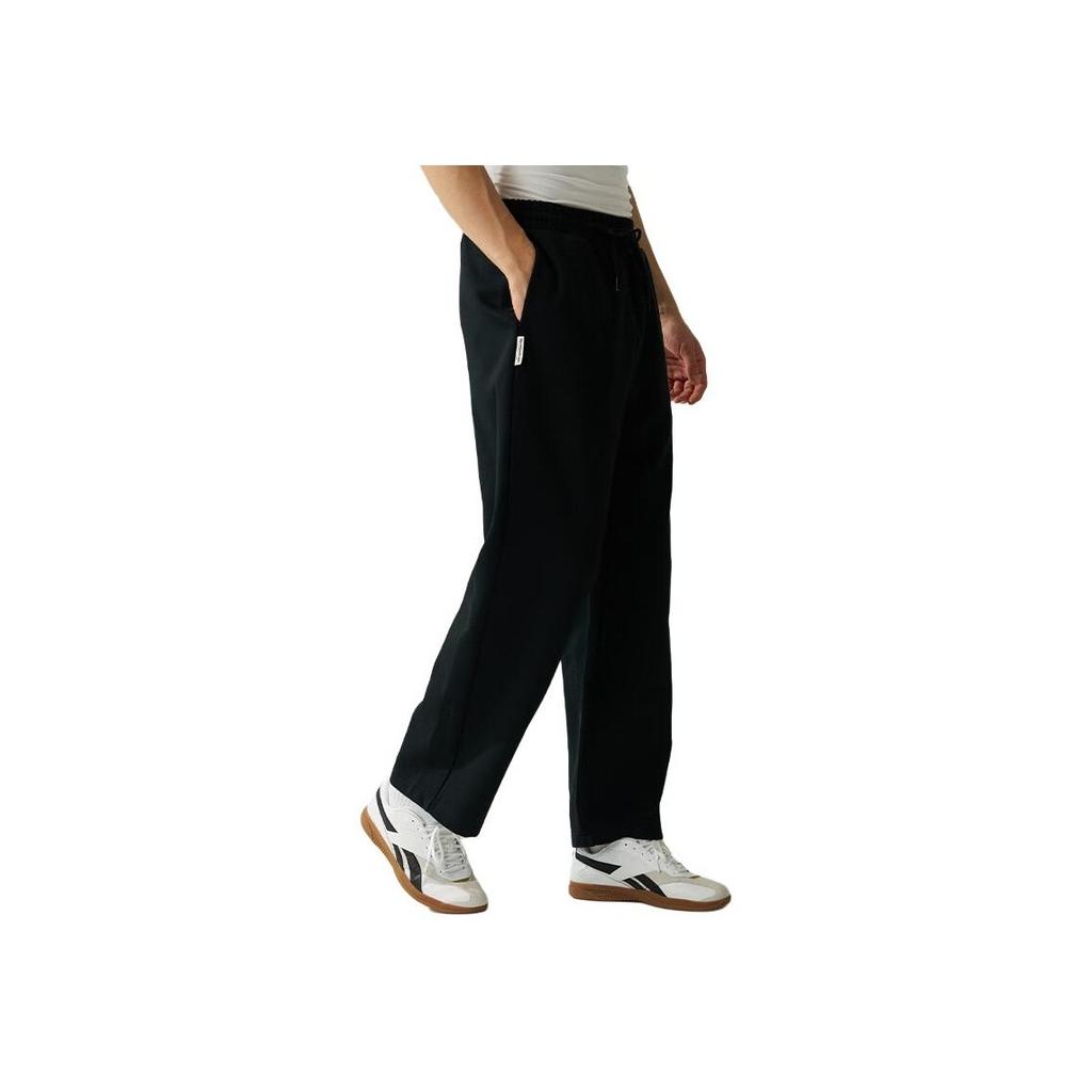 Reebok Comfortable Versatile Trendy Knitted Straight Leg Drawstring Casual Pants Unisex bottoms Black 24FRM607UGH0