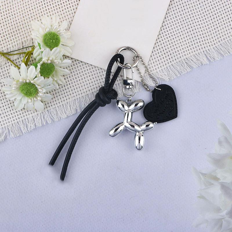 

Cute Balloon Dog Pendant Keychain Woven Rope Design Bag Charm Heart Shape Hanging Piece Chic Accessories Gift