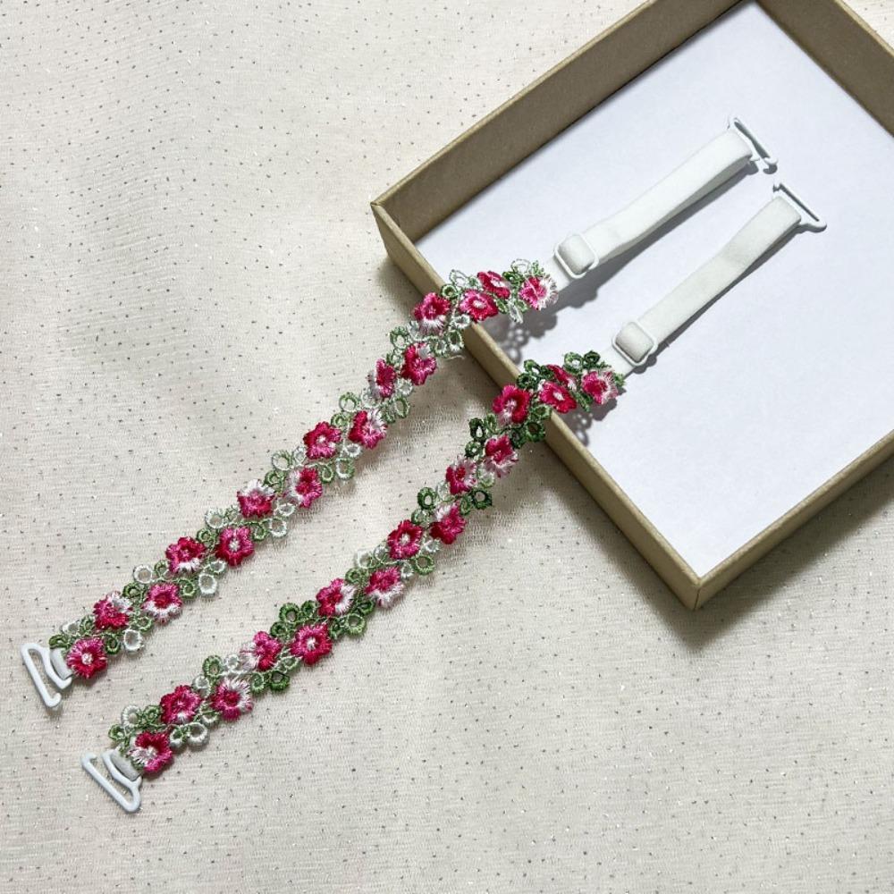 Removable Floral Bra Straps Polyester Anti-slip Shoulder Straps Sweet Flowers Adjustable Floral Shoulder Belts