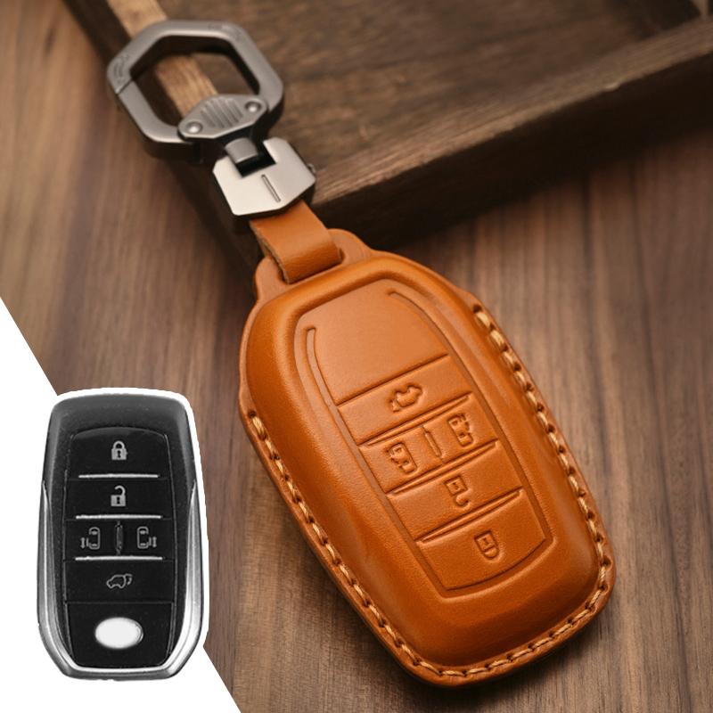 Genuine Leather Protector for Toyota Key Cover Domineering Reiz Rav4 Cruiser Crown Key Case Cover Fob