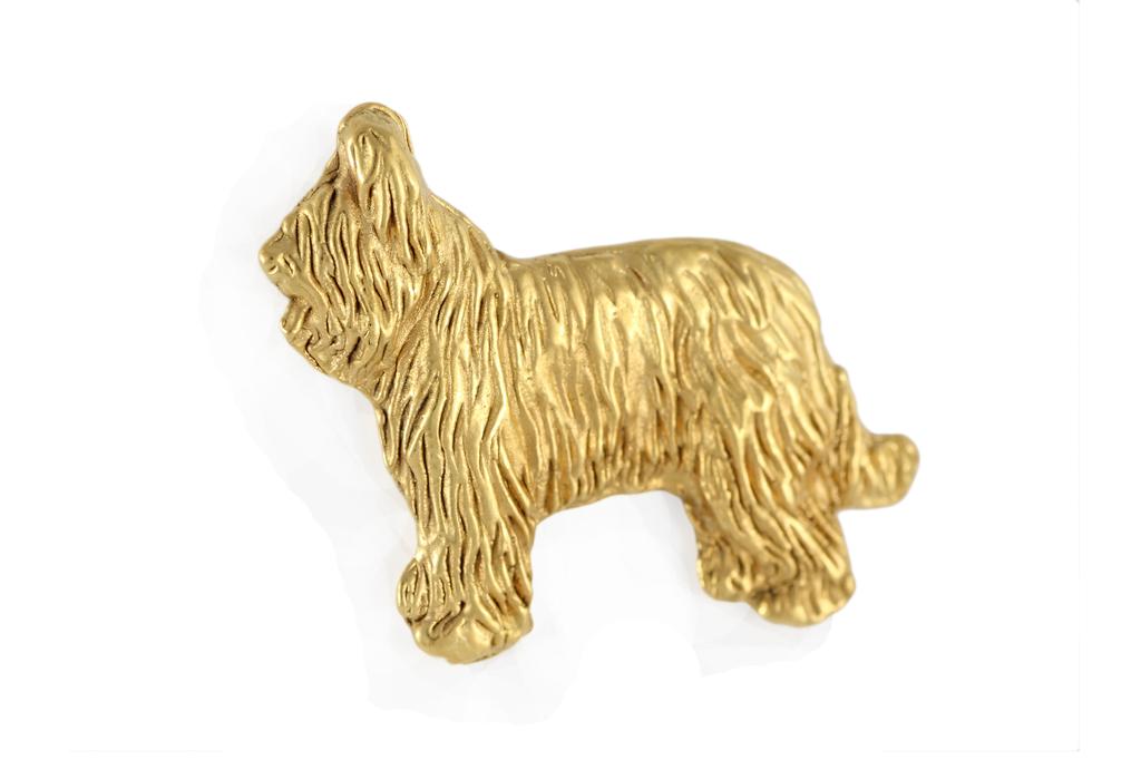 Briard, Berger de Brie II - Dog brooch in decorative box, elegant gold-plated pin, Art-Dog brand jacket pin