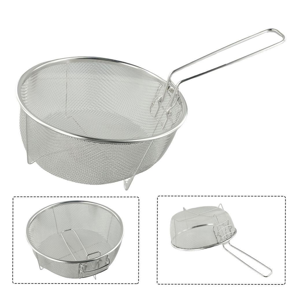 Premium Stainless Steel Deep Fry Basket Convenient Detachable Handle Perfect for Cooking Boiling and Deep Frying
