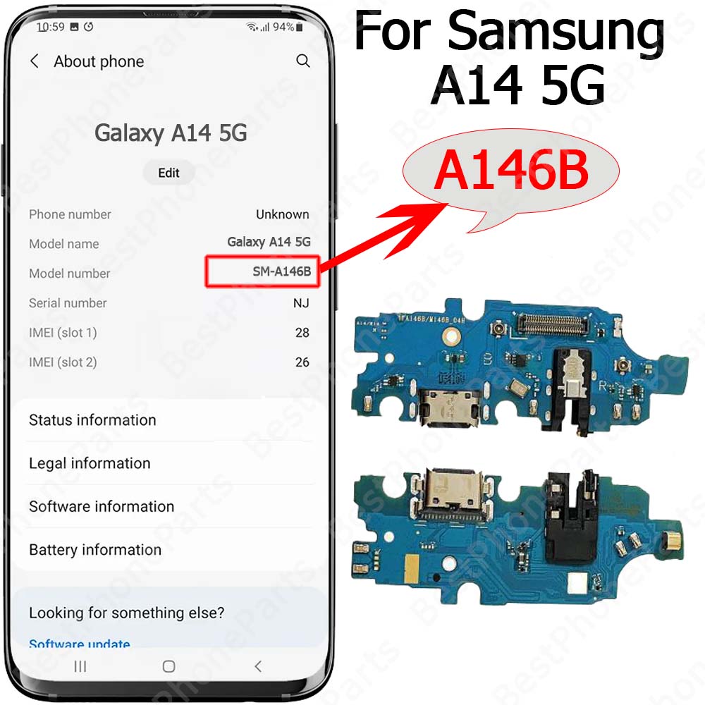 For Samsung Galaxy A04 A04s A04e A14 A24 A34 A54 5G Charging Port Charge Board Plate Ribbon Socket Usb Connector Spare Parts