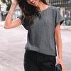 Women's 2025 Short Sleeve Crew Neck T Shirt Casual Loose Ribbed Knit Pullover Sweater Tops Summer Spring Outfits Gifts
