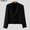 INCERUN Autumn Winter Men Long Sleeve Front Cross Cropped Short Blazer Coats