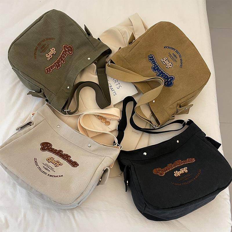 Monochromatic large capacity crossbody bag for women printed letter canvas simple fashionable