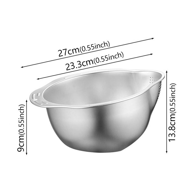 Rice Washer Strainer Bowl Stainless Steel 304 Washing Bowl Rice Strainer for Washing Fruits Vegetables and GrainsKitchen Tools