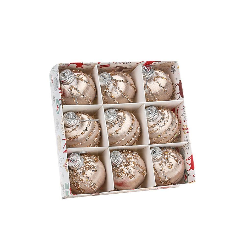 9pcs 6CM/8CM Christmas Hanging Balls White Champagne Xmas Tree Ornaments  Home New Year Decor