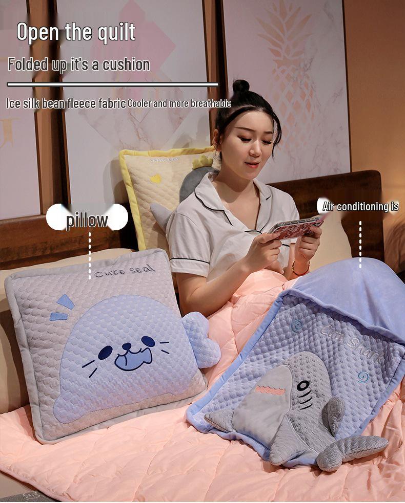 Ice Bean Office Hug Pillow & Blanket: Dual-Use Backrest, Foldable Car Nap Pillow, Two-in-One Sleeping Solution