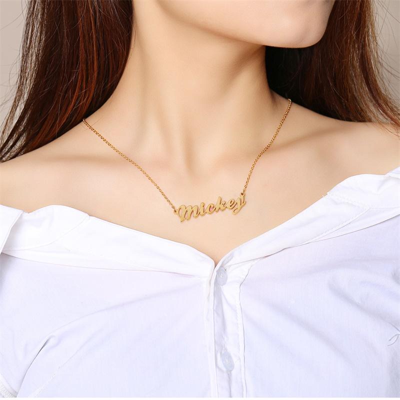 Vnox Personalized Name Necklace Custom Made Any Name Font Stainless Steel Metal Women Jewelry
