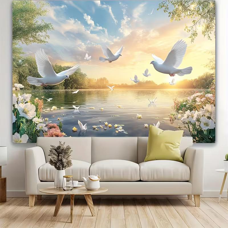 2D White Dove Lake Backdrop Wedding & Baptism Photography Background
