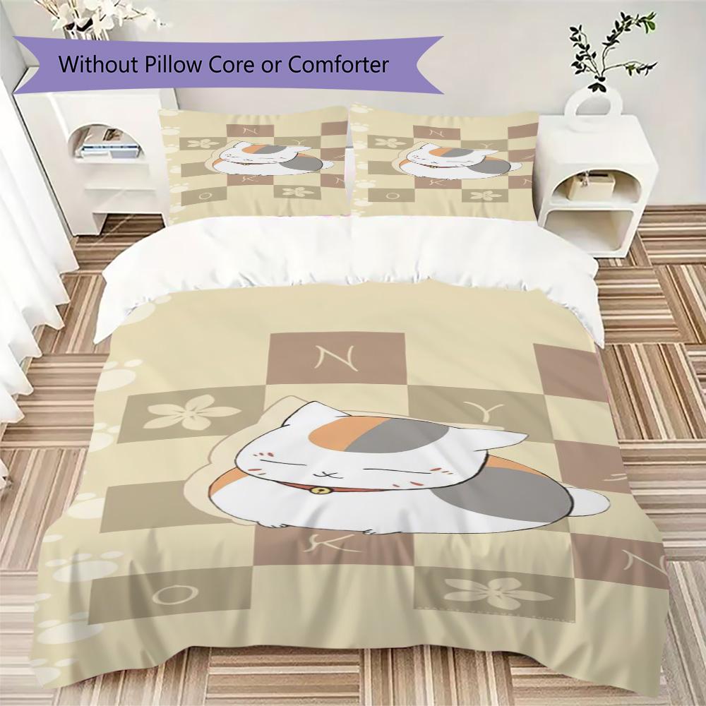 Cartoon kitten Pattern Bedding,Quilt Set Quilt Cover Pillowcase Home Birthday Gift (1*duvet cover+2*pillowcase,without core)XSJT0917375