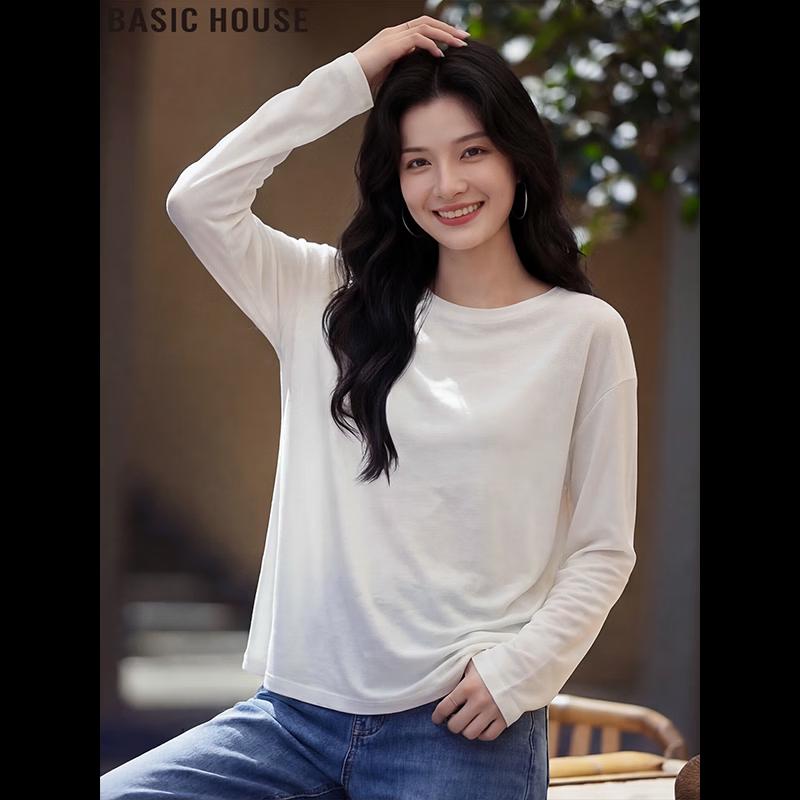 Basic House Women s Loose Ice Silk Long Sleeve Sun Protection T-shirt One Size