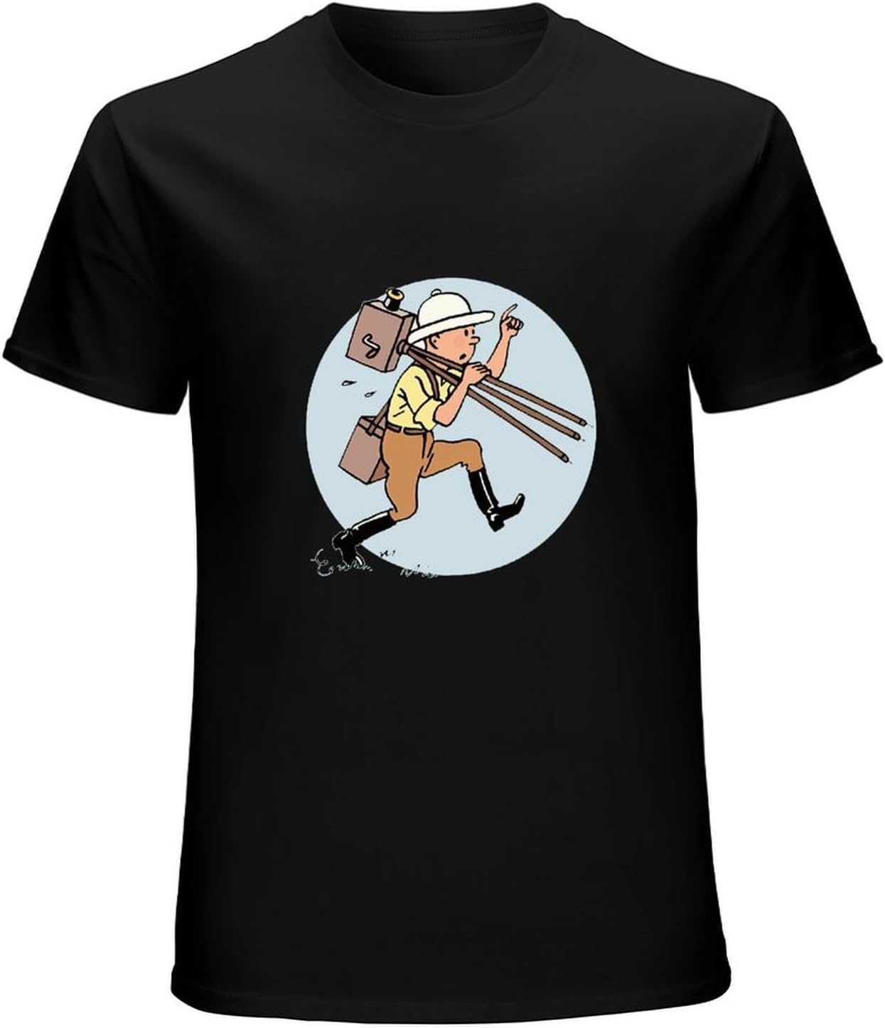 Men s Tin Tin and His Camera T Shirt S XS чёрный
