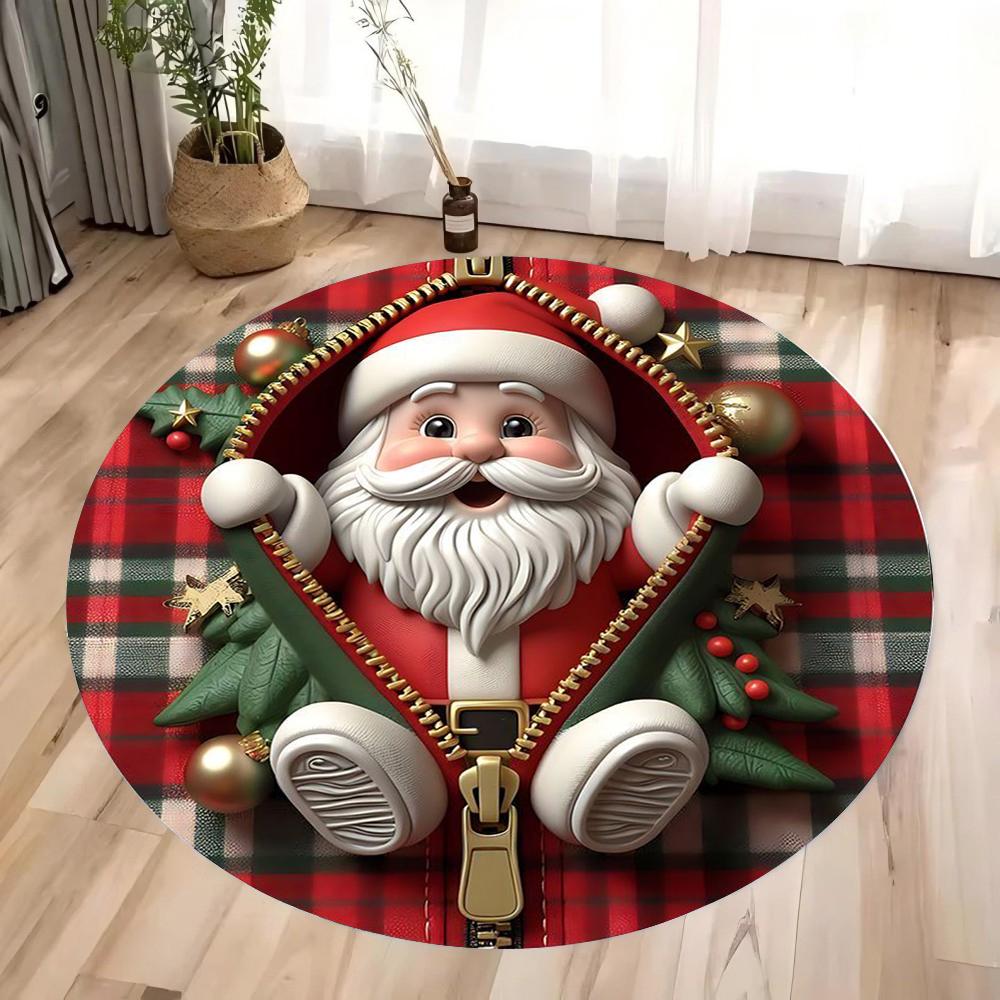 Weihnachten Weihnachtsmann 3D Reißverschluss Ornament Teppich Zuckerstange Kranz Teppich für Heimdekoration Rot Grün Gold Matte Teppiche für Schlafzimmer